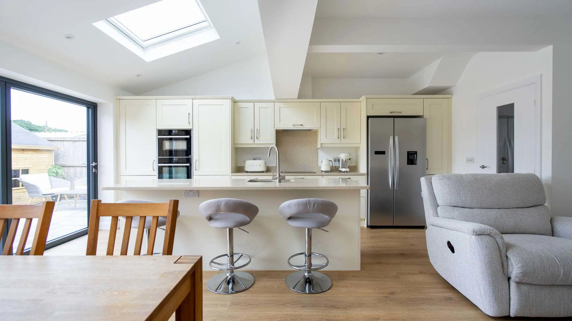 Brand new shaker kitchen installed as part of a new kitchen/living extension.